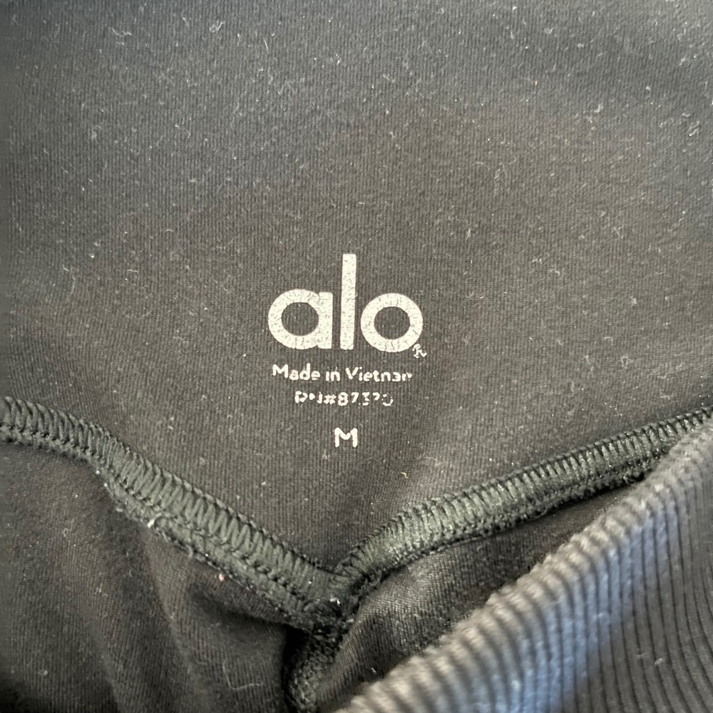 Alo Yoga Womens High Waist Ribbed Cuff Leggings Black Size M Activewear Yoga - Picture 5 of 8